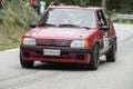 Peugeot 205 Rallye Racing Car on hillclimb Pujada a la Trona XVI Royalty Free Stock Photo